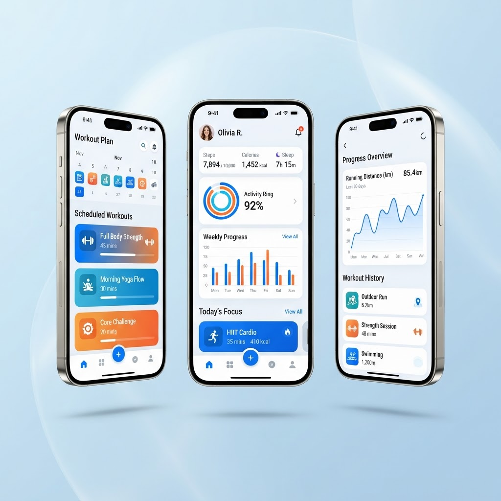 Fitness App for Pulse Labs mobile app screens